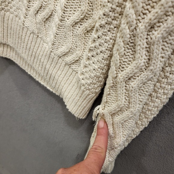 Abercrombie & Fitch Cable Knit Sweater Mens XLarge Fisherman Old Money Cozy Warm - Picture 7 of 7